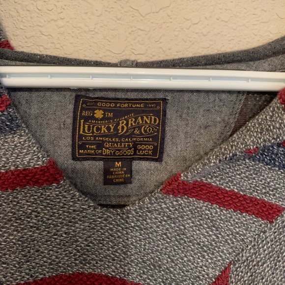 Lucky Brand Men’s Striped Baja hoodie, size medium, red, gray, navy blue, medium - Picture 3 of 3